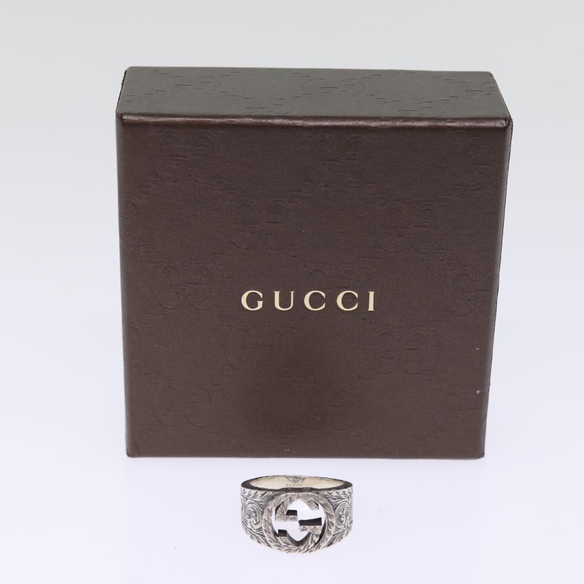 GUCCI Interlocking Ring Ag925 Silver Auth bs14631