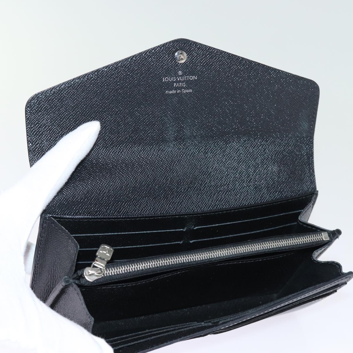 LOUIS VUITTON Epi Portefeuille Josephine Long Wallet Black LV Auth bs14636