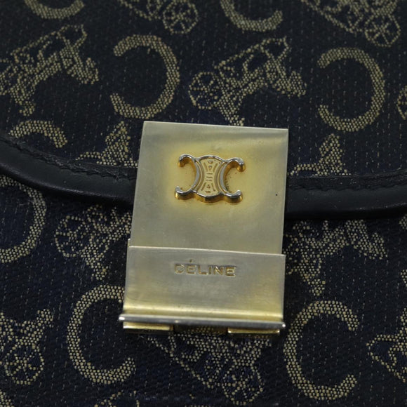 CELINE C Macadam Canvas Clutch Bag Navy Auth bs14643