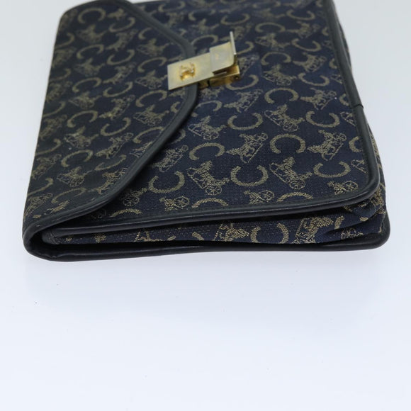 CELINE C Macadam Canvas Clutch Bag Navy Auth bs14643