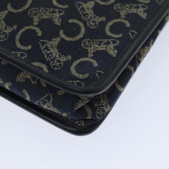 CELINE C Macadam Canvas Clutch Bag Navy Auth bs14643