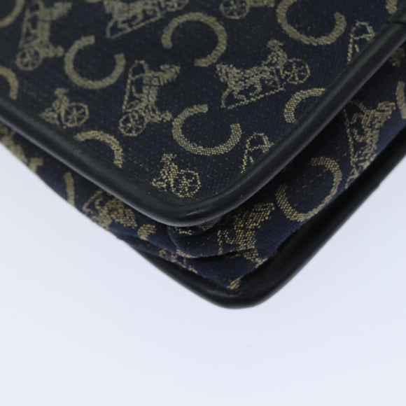 CELINE C Macadam Canvas Clutch Bag Navy Auth bs14643