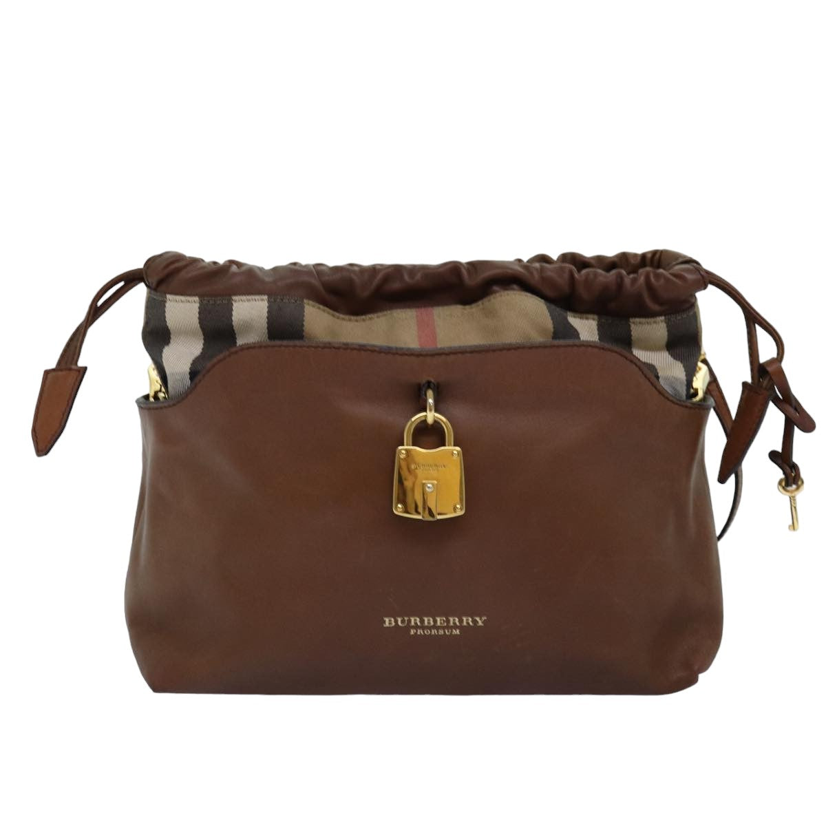 BURBERRY Nova Check Shoulder Bag Canvas Leather Beige Brown Auth bs14644