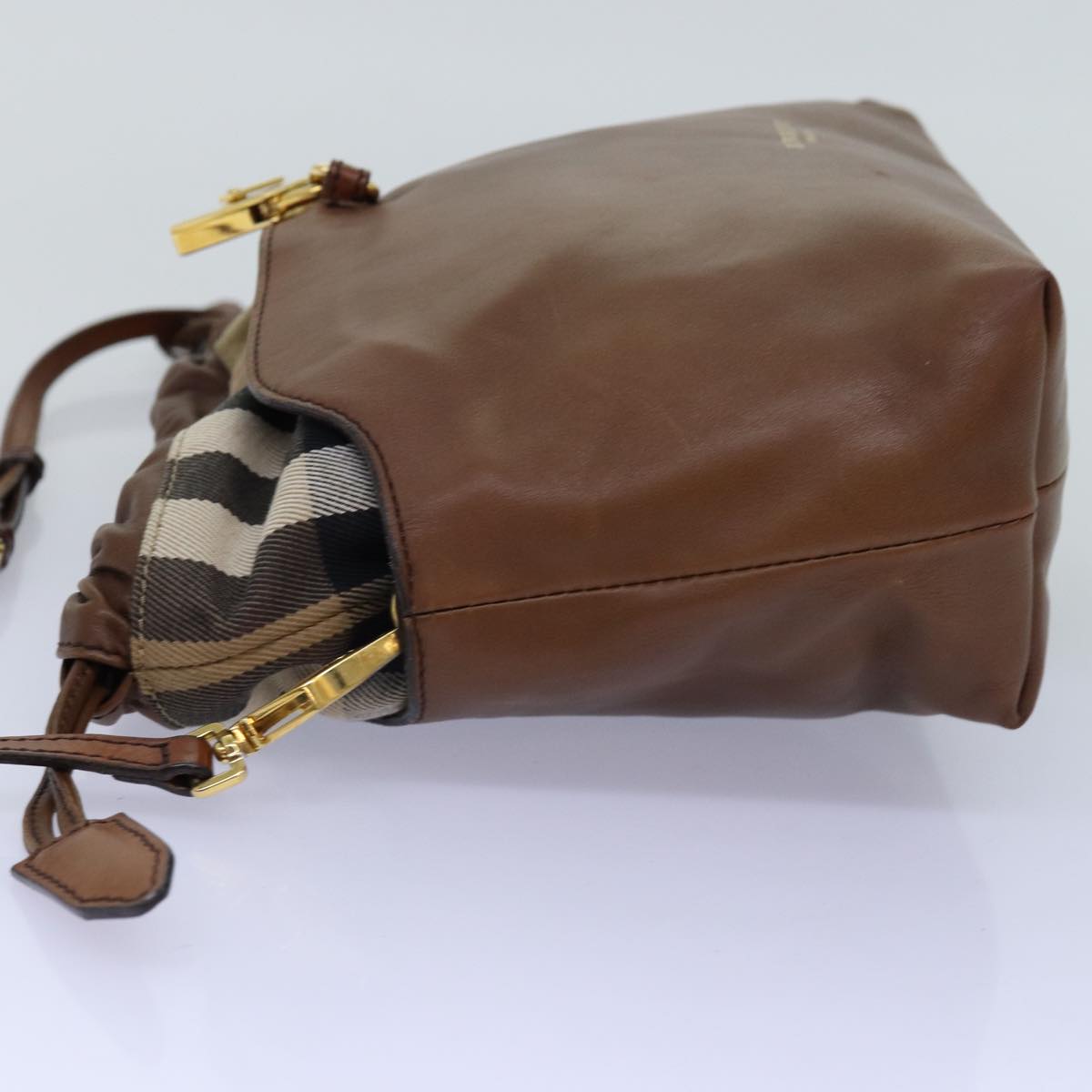 BURBERRY Nova Check Shoulder Bag Canvas Leather Beige Brown Auth bs14644