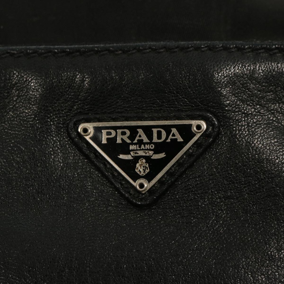 PRADA Hand Bag Nylon Leather Black Auth bs14650