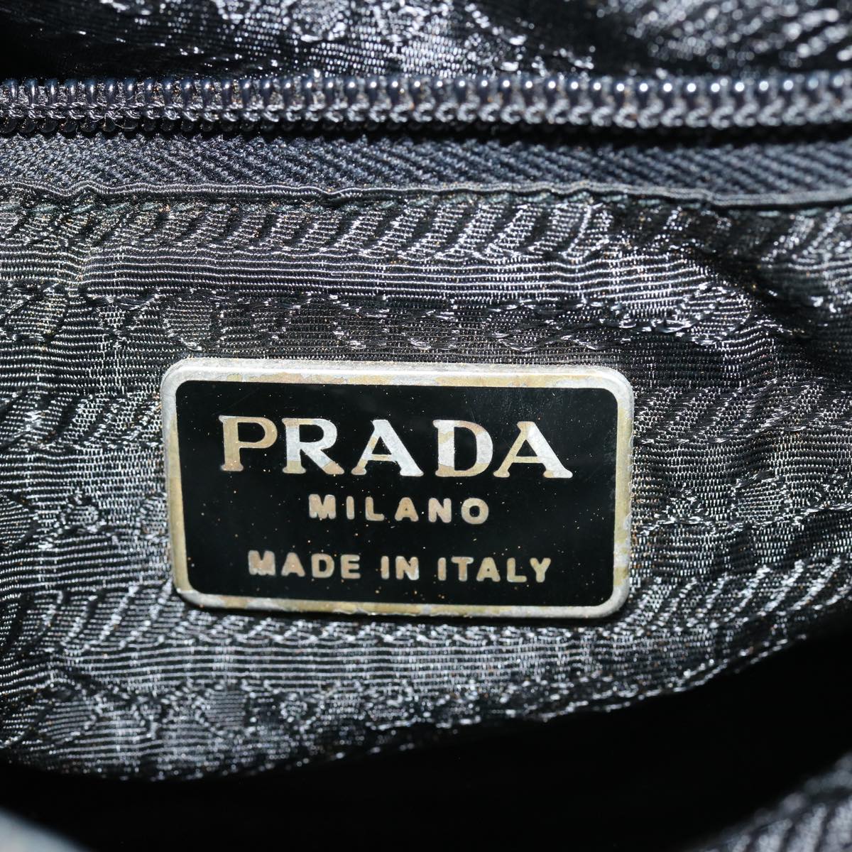 PRADA Hand Bag Nylon Leather Black Auth bs14650