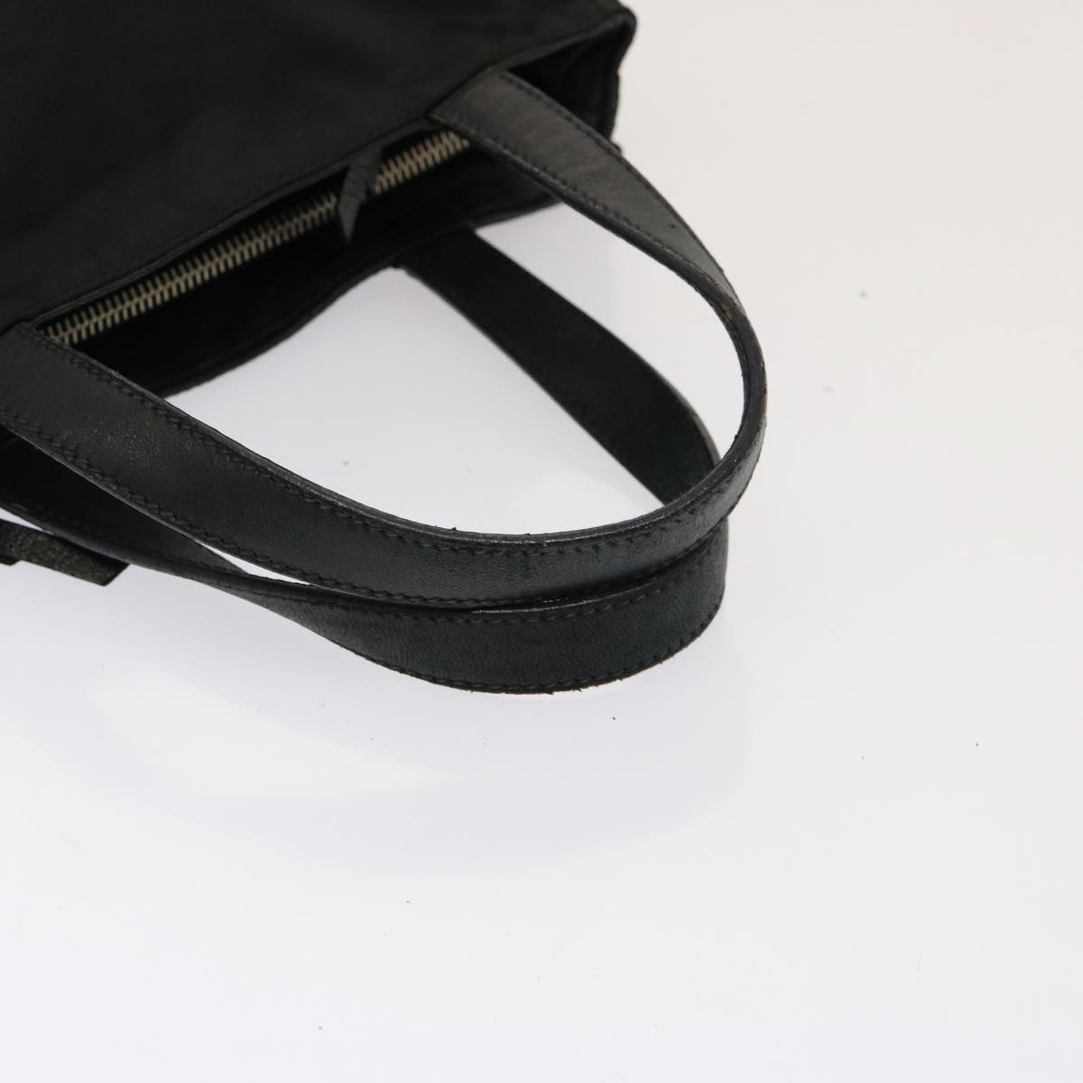 PRADA Hand Bag Nylon Leather Black Auth bs14650