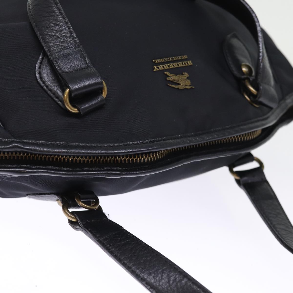 BURBERRY Blue Label Hand Bag Nylon 2way Black Auth bs14689