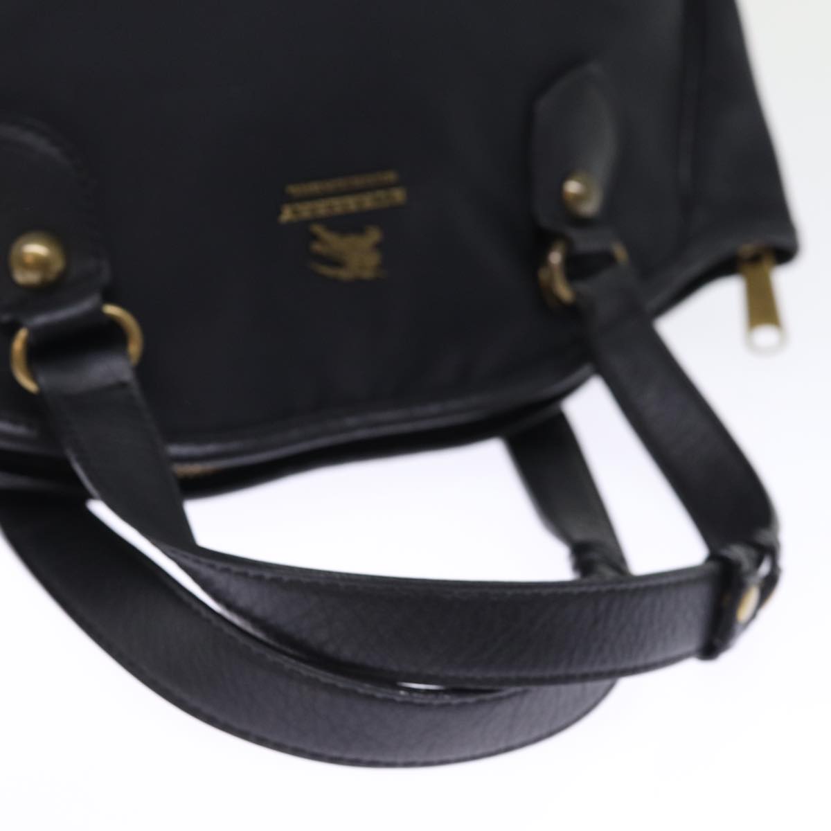 BURBERRY Blue Label Hand Bag Nylon 2way Black Auth bs14689