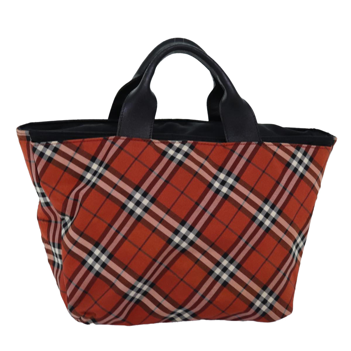 BURBERRY Nova Check Hand Bag Nylon Red Auth bs14690