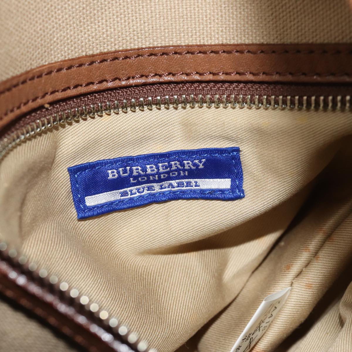 BURBERRY Nova Check Blue Label Tote Bag Canvas Reversible Beige Auth bs14692