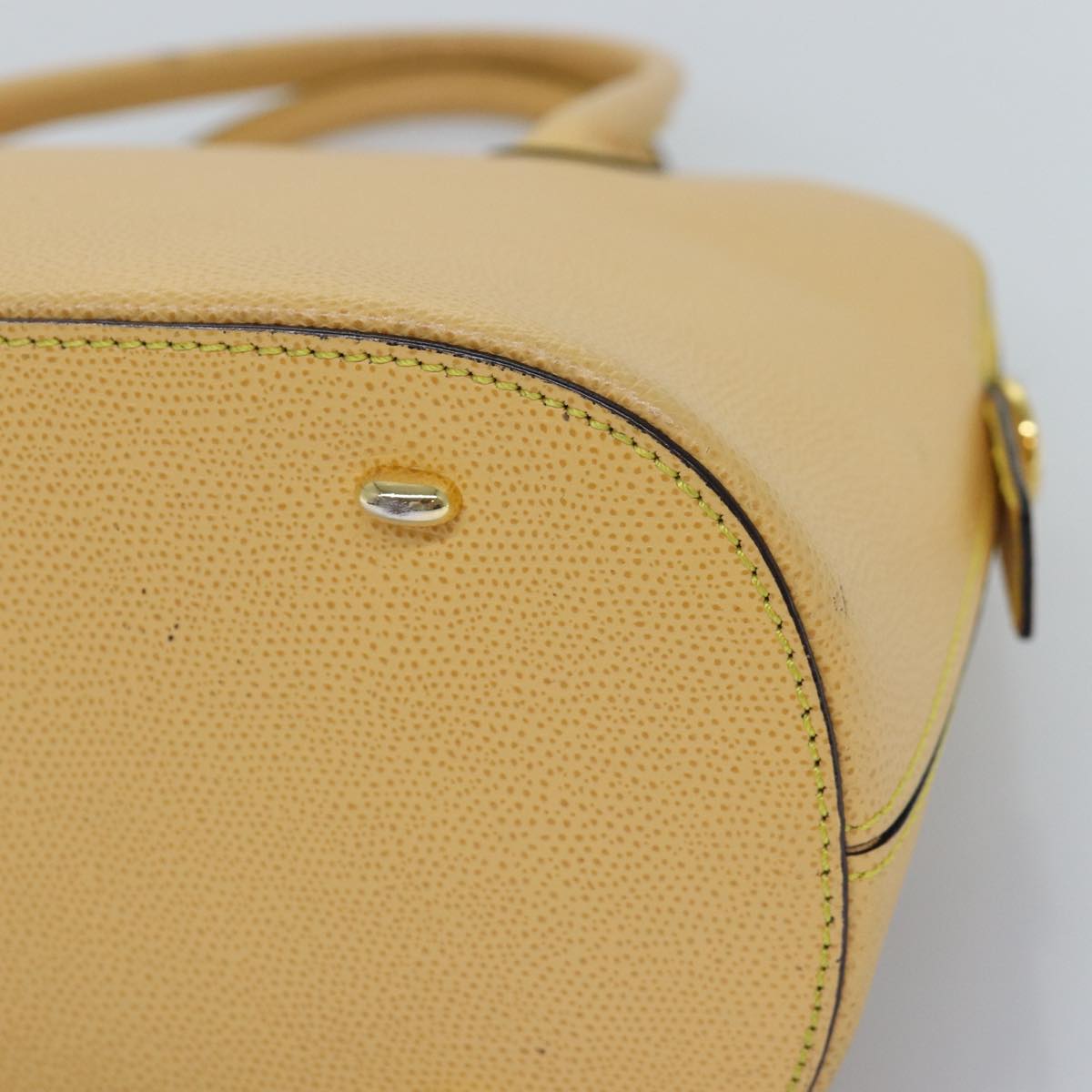 CELINE Hand Bag Leather 2way Yellow Auth bs14695