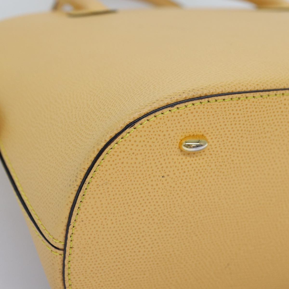 CELINE Hand Bag Leather 2way Yellow Auth bs14695