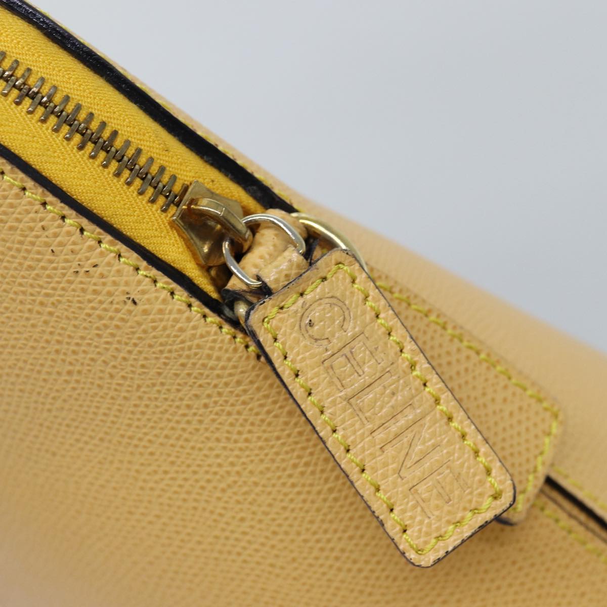 CELINE Hand Bag Leather 2way Yellow Auth bs14695