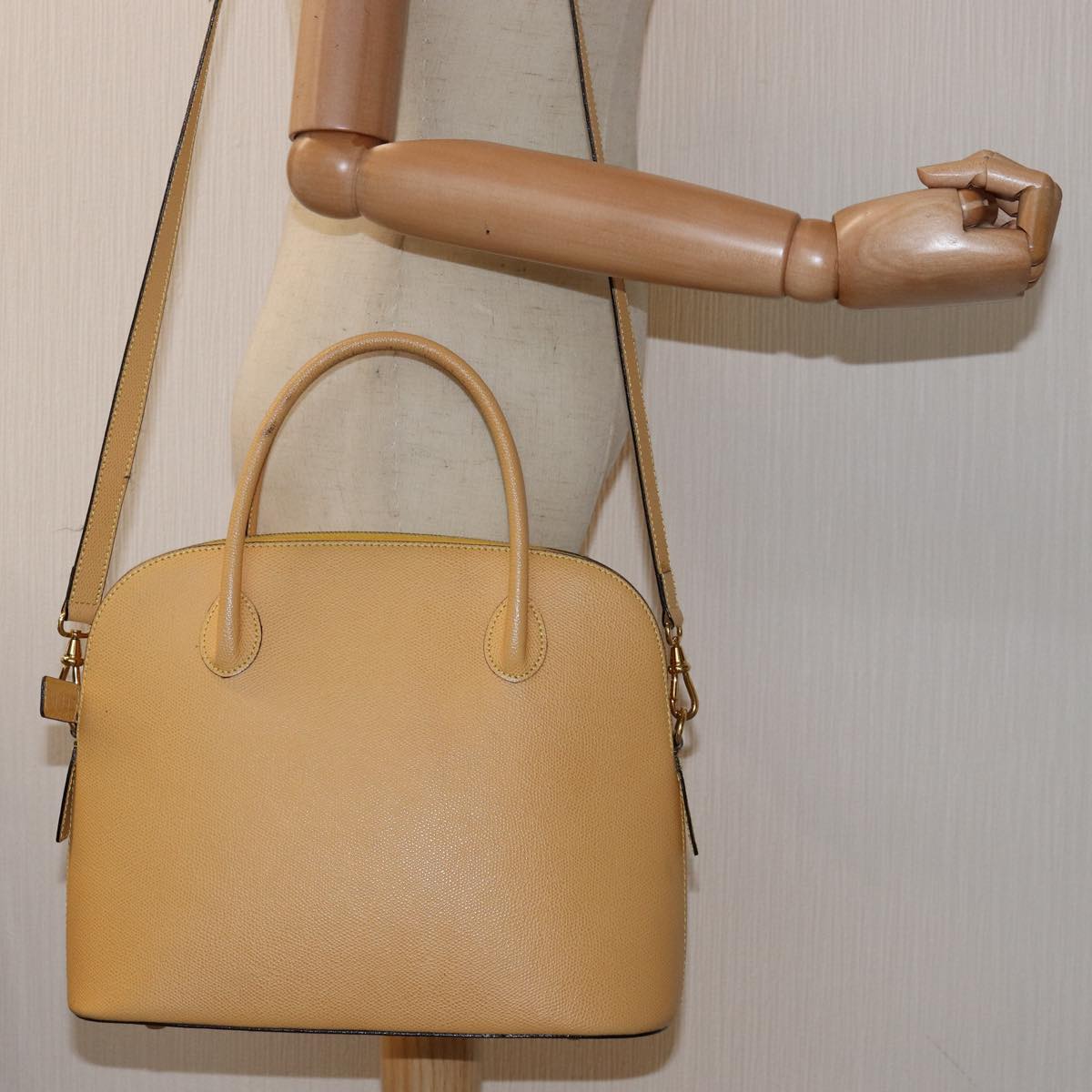 CELINE Hand Bag Leather 2way Yellow Auth bs14695