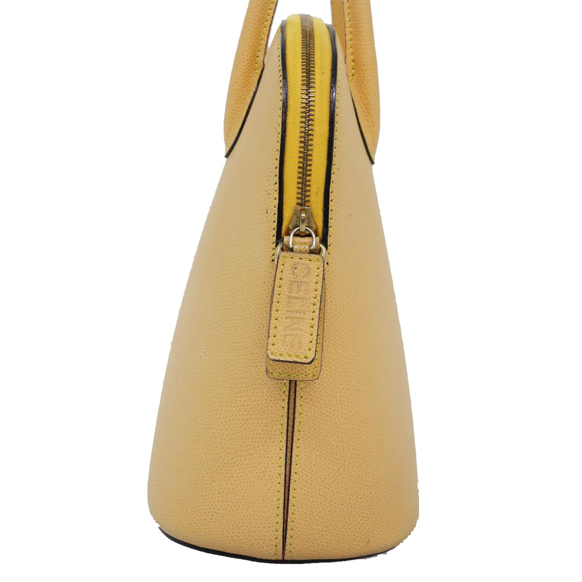 CELINE Hand Bag Leather 2way Yellow Auth bs14695