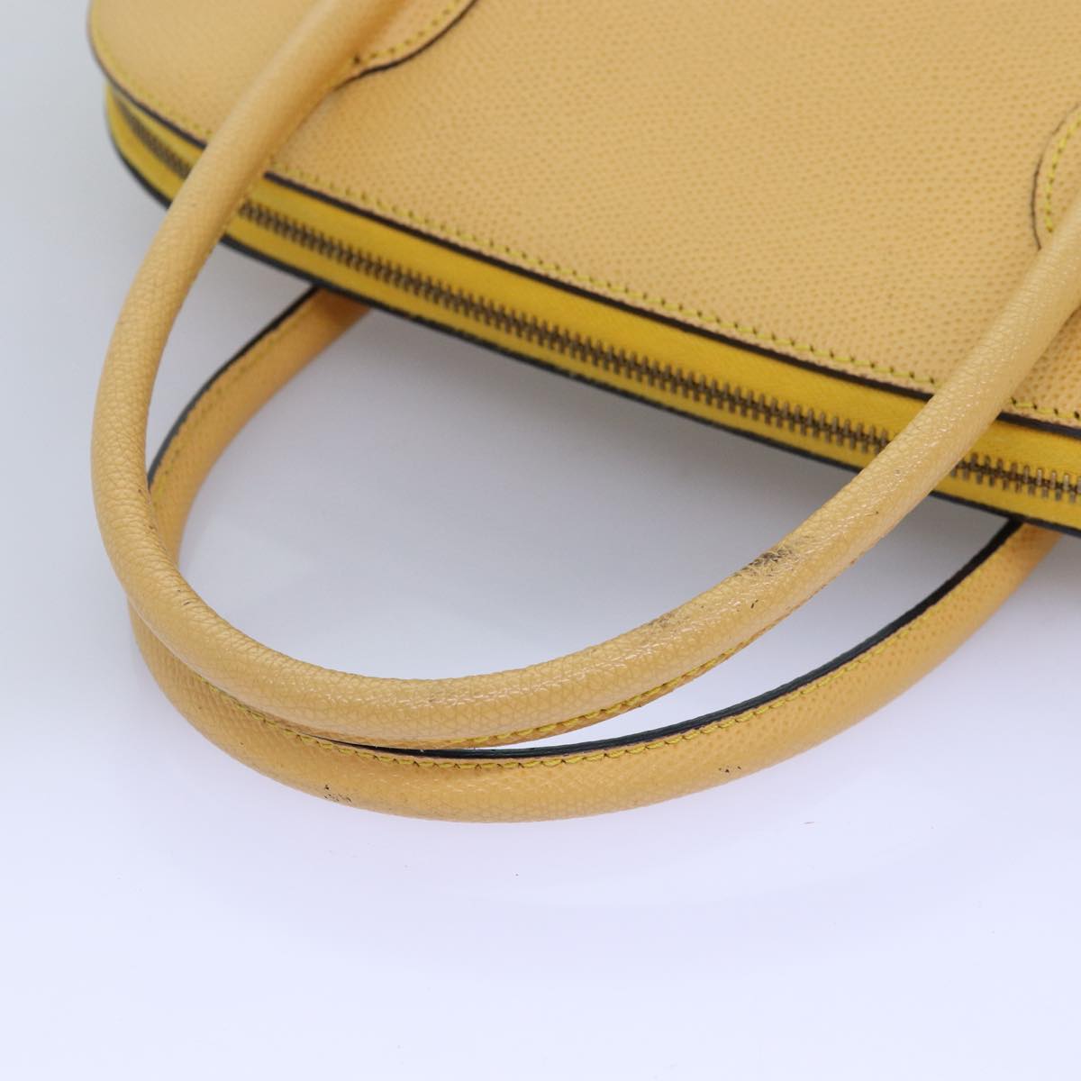 CELINE Hand Bag Leather 2way Yellow Auth bs14695