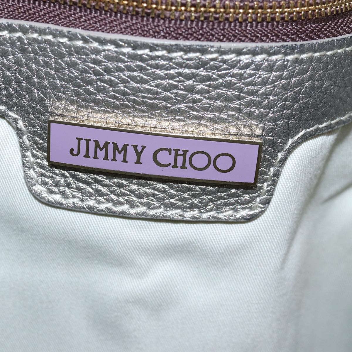 Jimmy Choo Shoulder Bag Leather Silver Auth bs14699