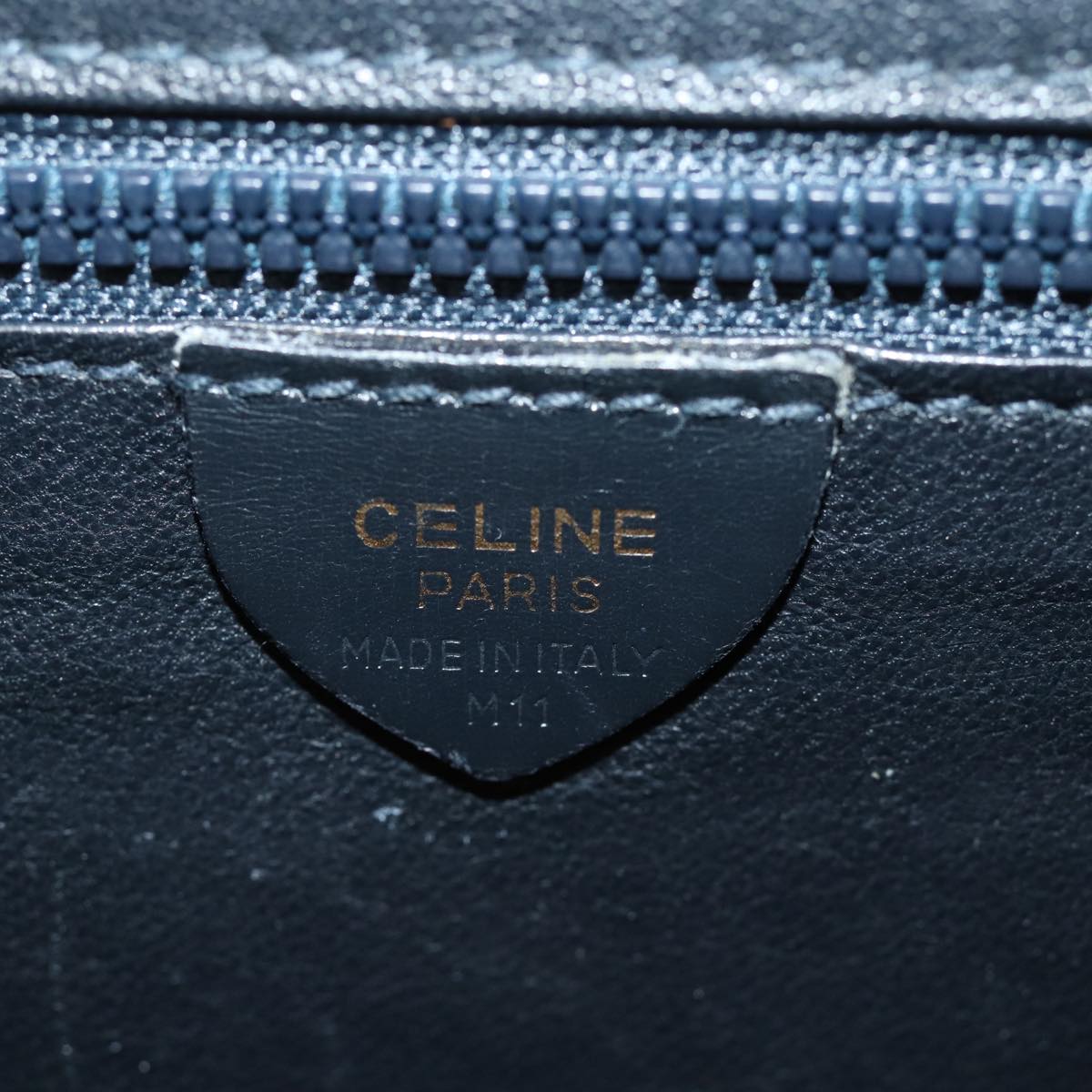 CELINE Clutch Bag Leather Black Auth bs14709