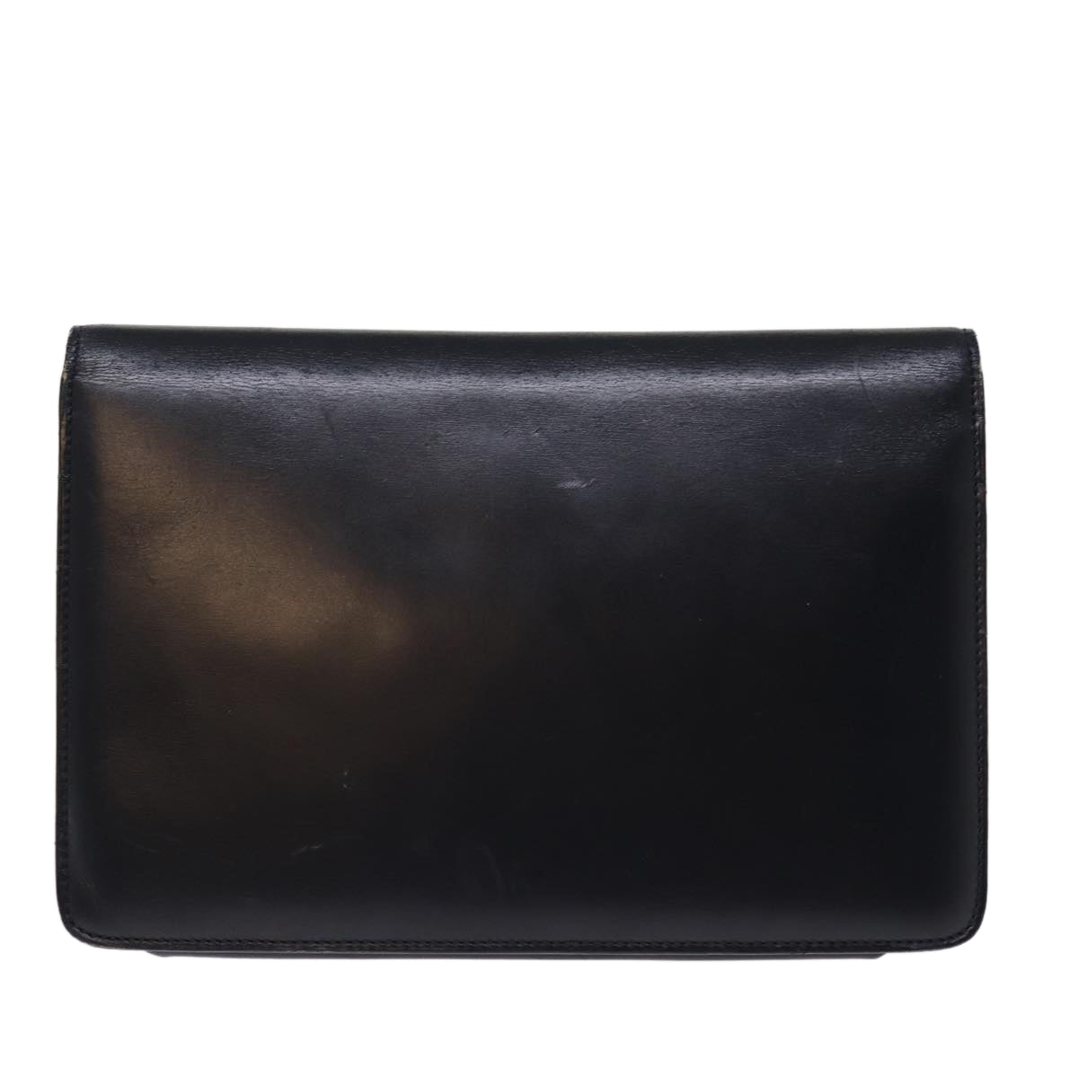 CELINE Clutch Bag Leather Black Auth bs14709