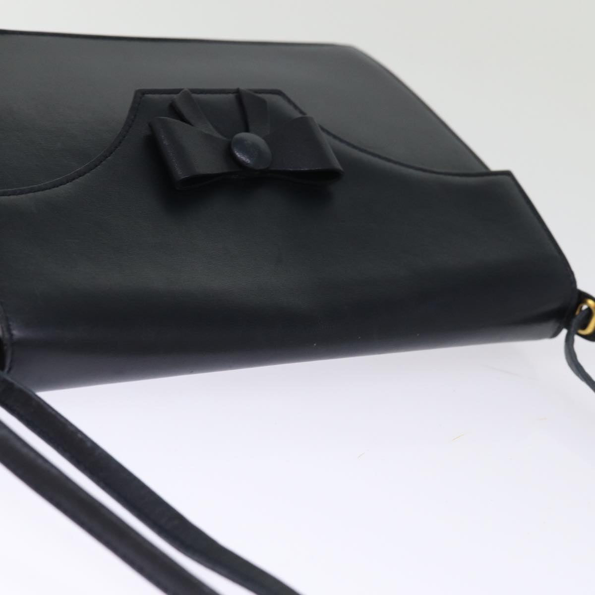 Christian Dior Shoulder Bag Leather Black Auth bs14710