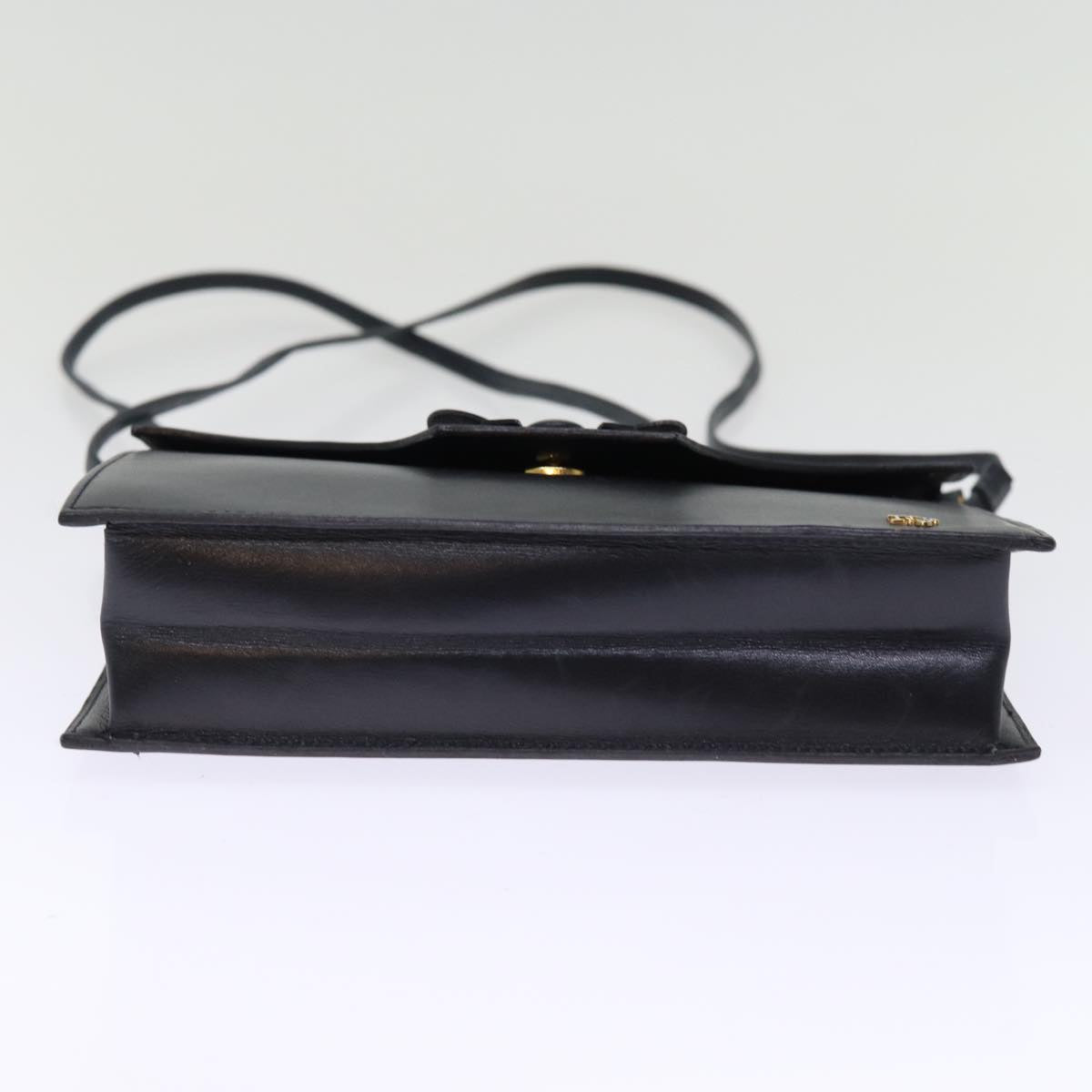 Christian Dior Shoulder Bag Leather Black Auth bs14710