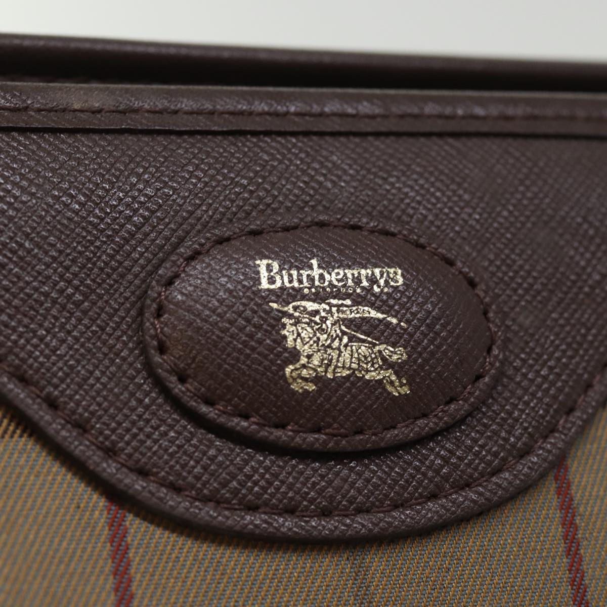 Burberrys Nova Check Clutch Bag Canvas Khaki Auth bs14712