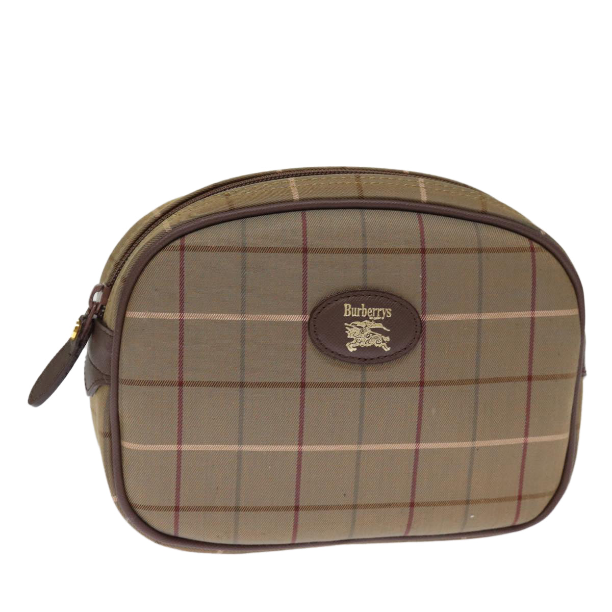 Burberrys Nova Check Pouch Canvas Beige Auth bs14713