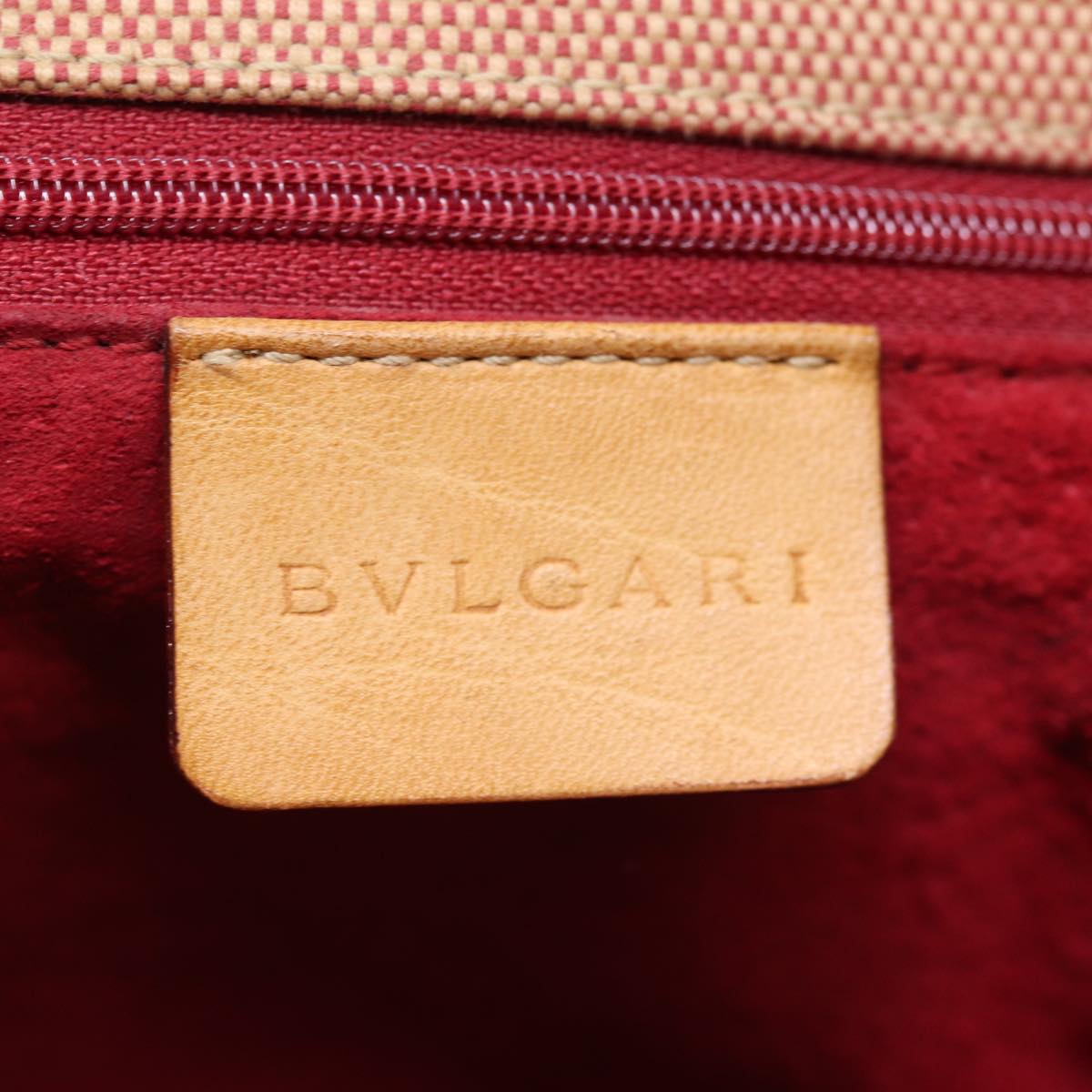 BVLGARI Hand Bag Canvas Orange Auth bs14719