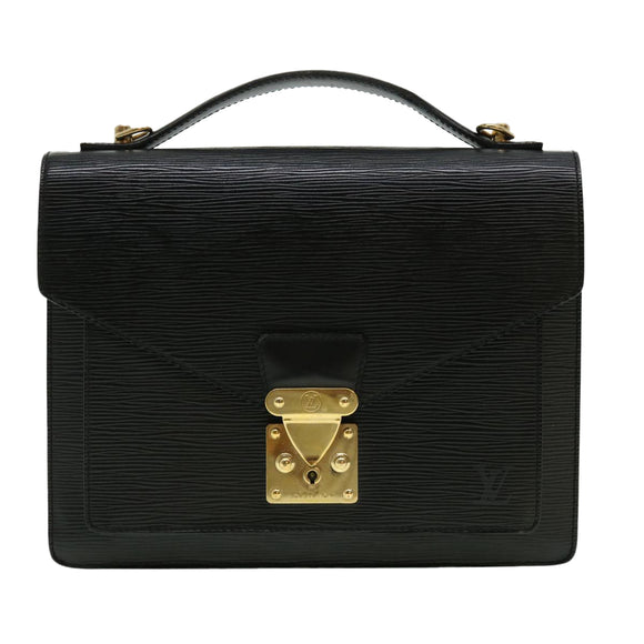 LOUIS VUITTON Epi Monceau Hand Bag Black M52123 LV Auth bs1472