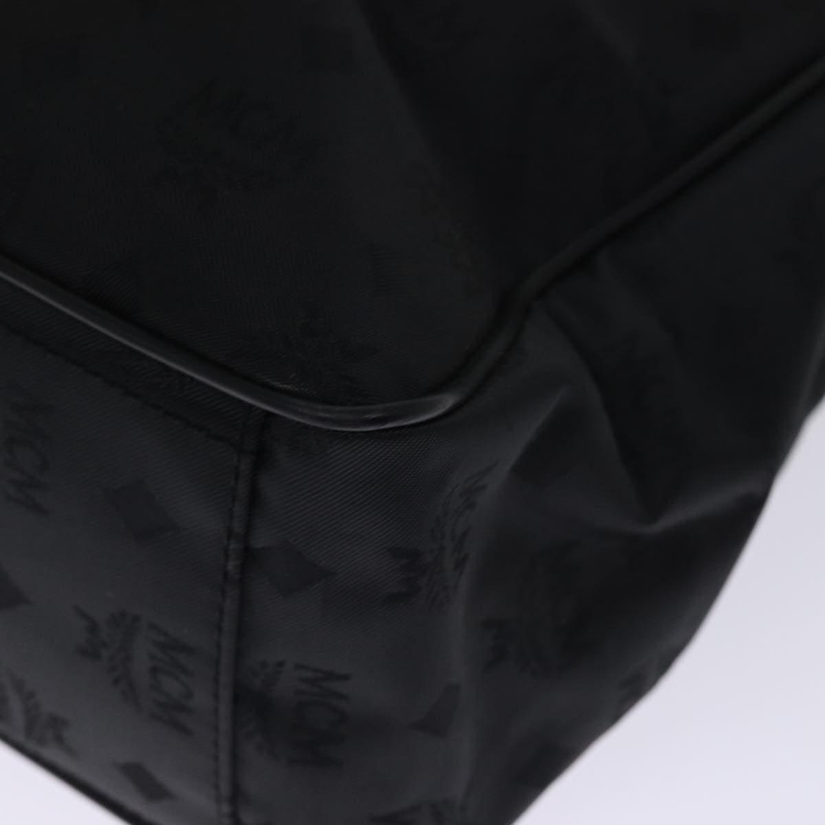 MCM Vicetos Logogram Shoulder Bag Nylon Black Auth bs14721