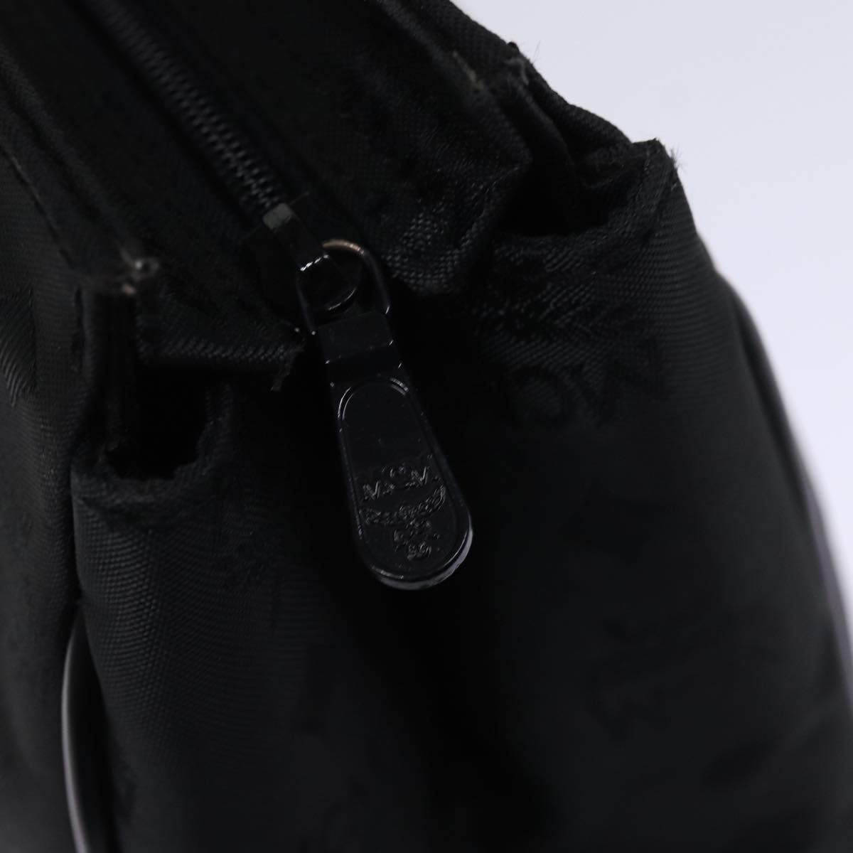 MCM Vicetos Logogram Shoulder Bag Nylon Black Auth bs14721