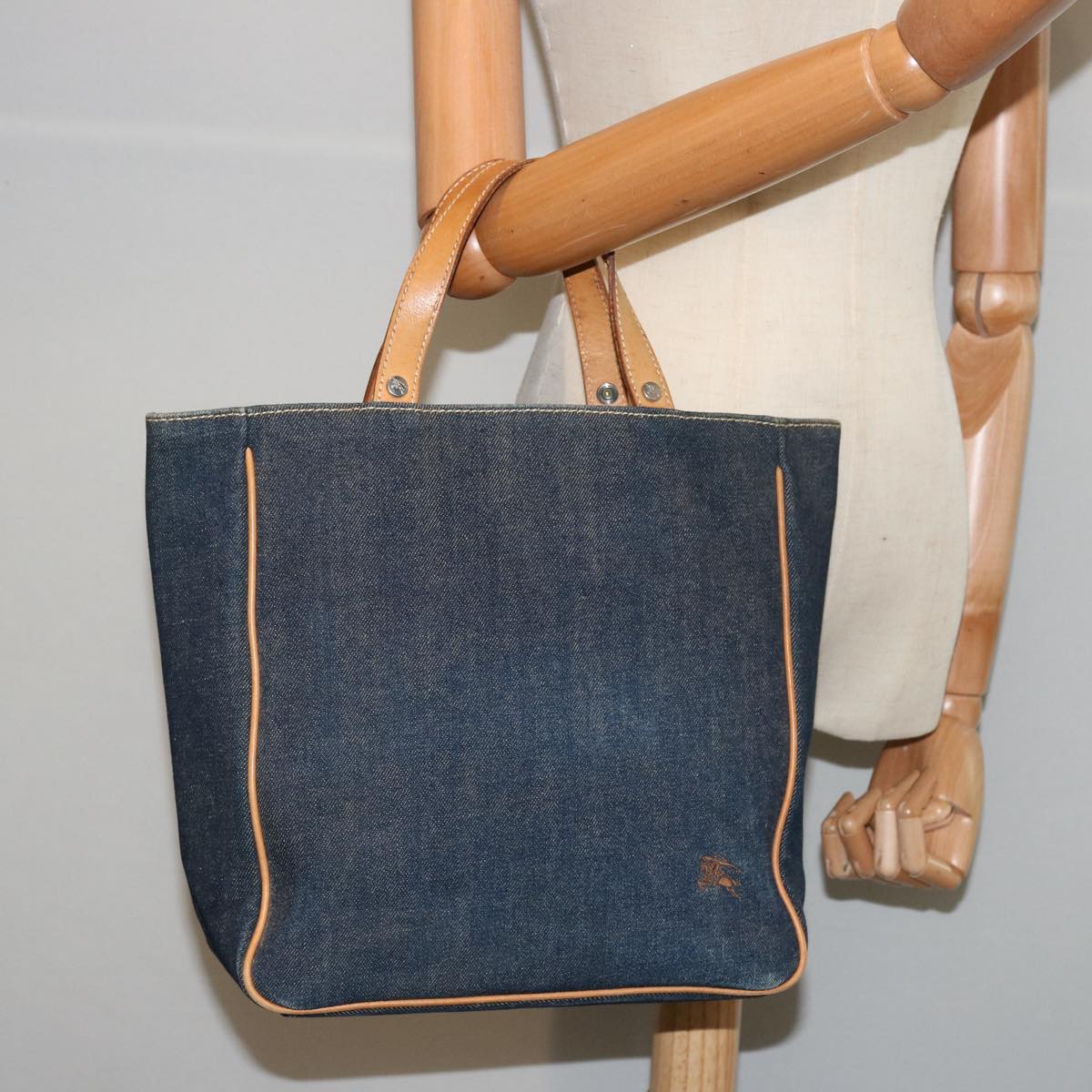 BURBERRY Blue Label Hand Bag Denim Navy Auth bs14732