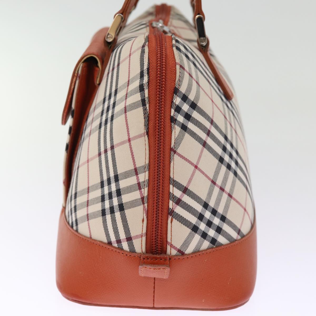 BURBERRY Nova Check Hand Bag Canvas Beige Auth bs14736