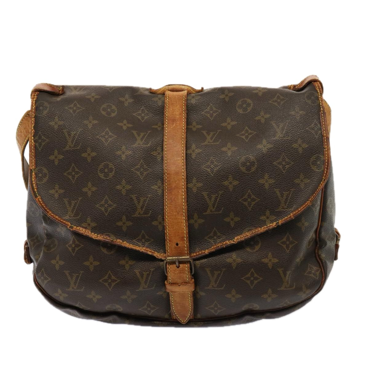 LOUIS VUITTON Monogram Saumur 35 Shoulder Bag M42254 LV Auth bs14746