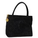 CHANEL Matelasse Tote Bag Suede Standard Black CC Auth bs14754-1