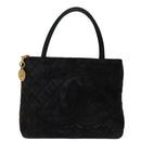 CHANEL Matelasse Tote Bag Suede Standard Black CC Auth bs14754-13