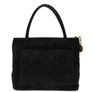 CHANEL Matelasse Tote Bag Suede Standard Black CC Auth bs14754-2