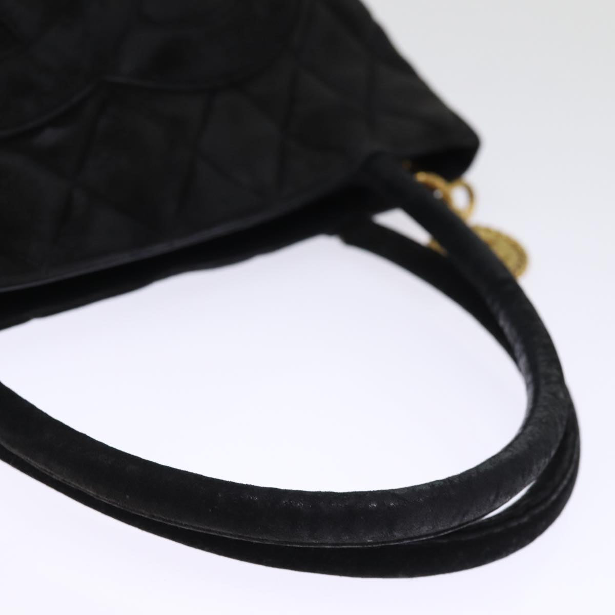 CHANEL Matelasse Tote Bag Suede Standard Black CC Auth bs14754