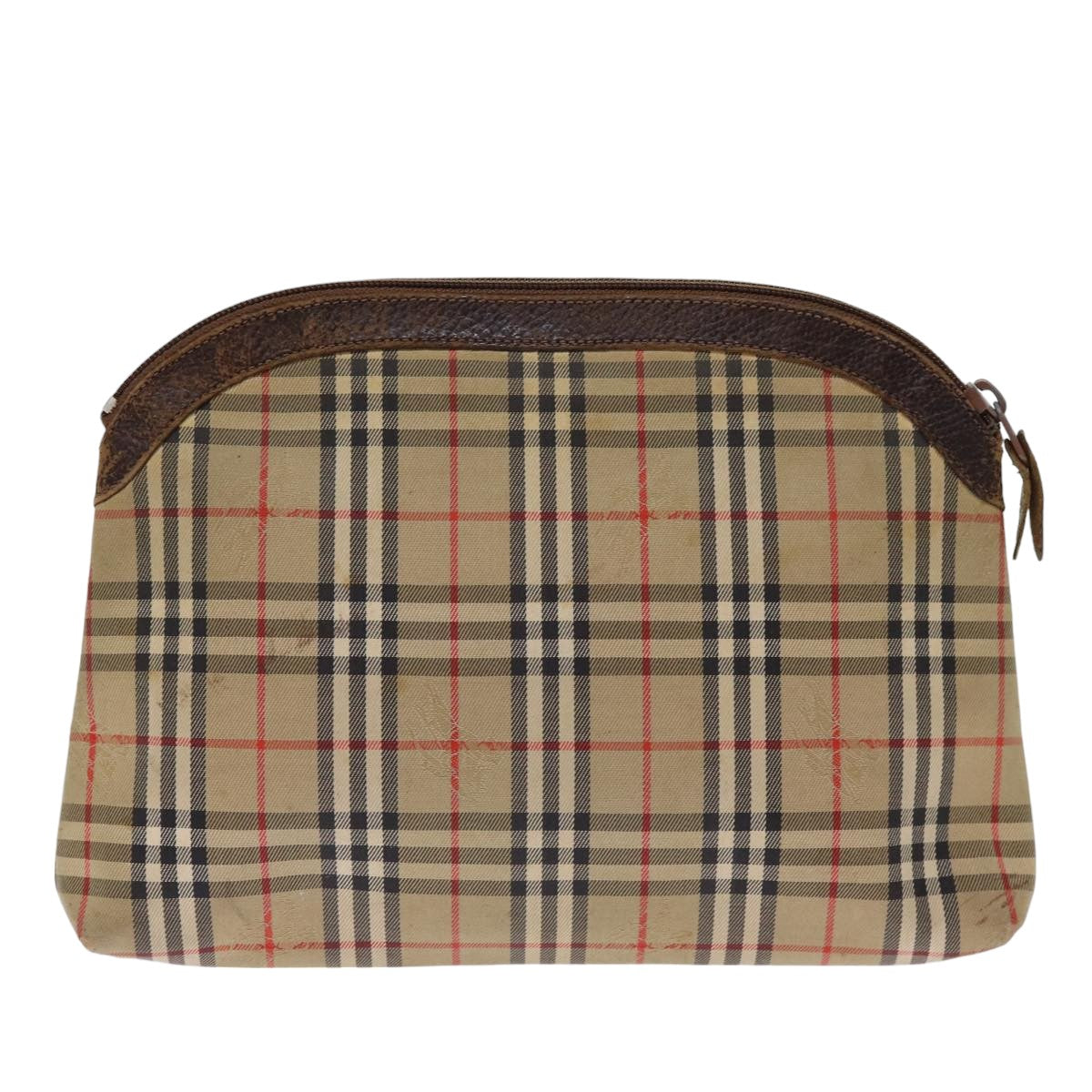 Burberrys Nova Check Pouch Canvas Beige Auth bs14768 - 0