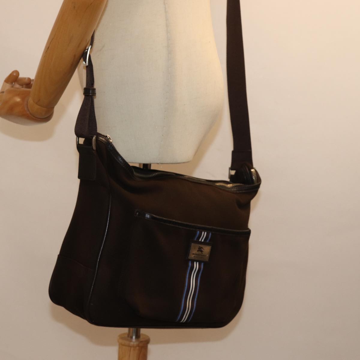 BURBERRY Black label Shoulder Bag Canvas Brown Auth bs14771