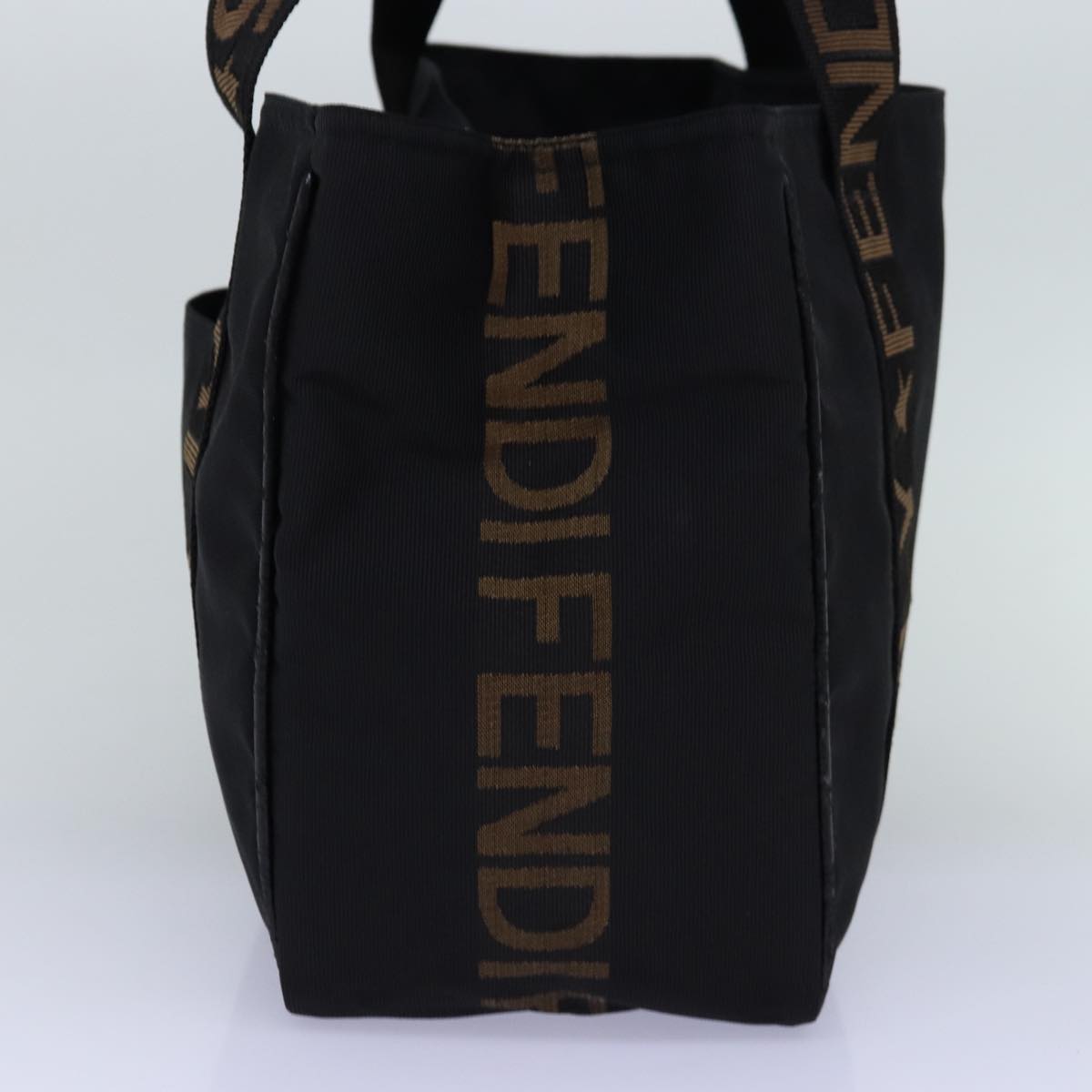 FENDI Tote Bag Nylon Black Auth bs14772