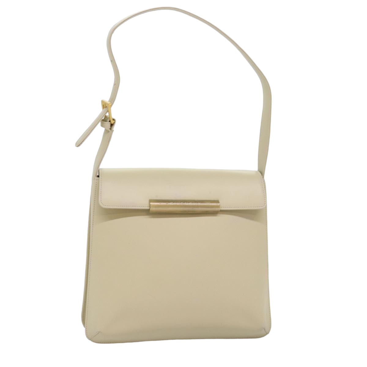 GIVENCHY Shoulder Bag Leather Beige Auth bs14787