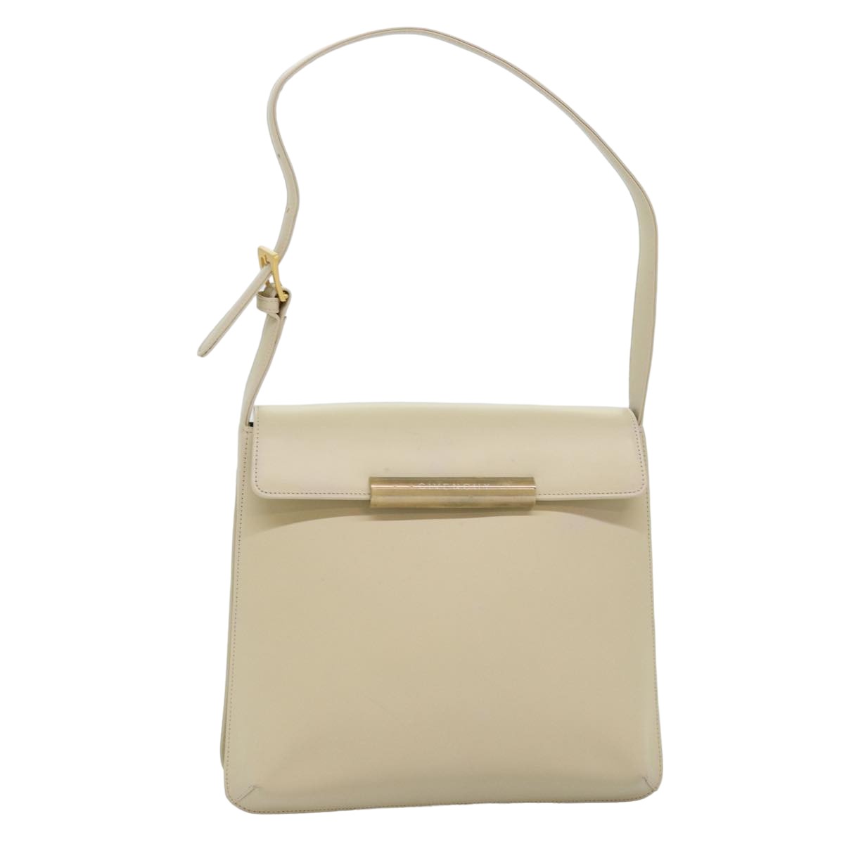 GIVENCHY Shoulder Bag Leather Beige Auth bs14787