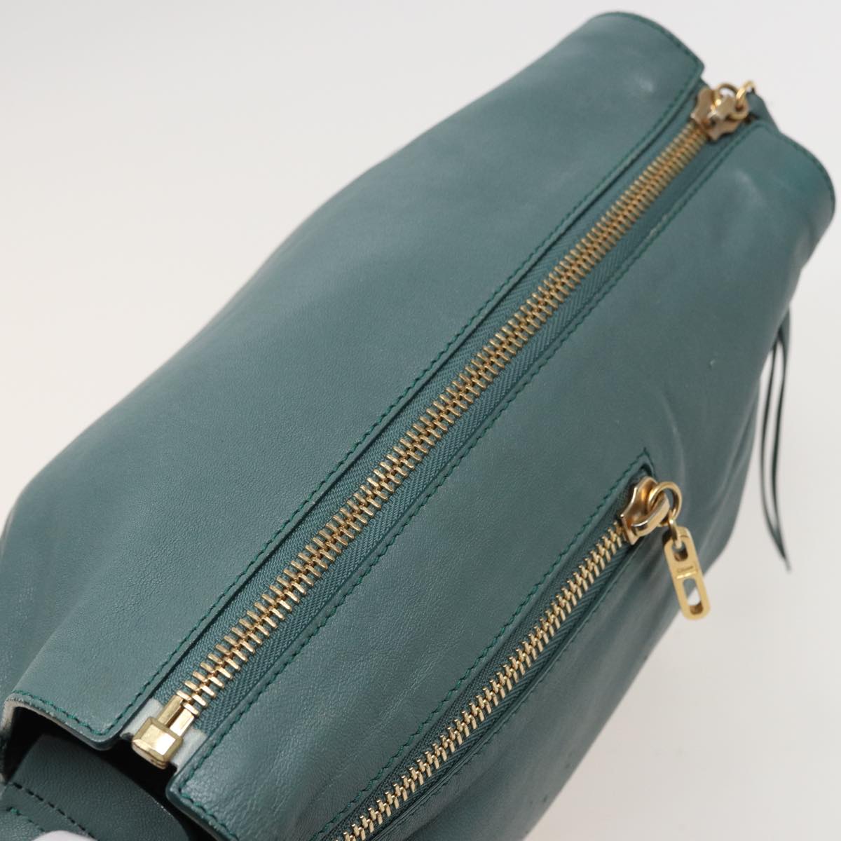 Chloe Shoulder Bag Leather Turquoise Blue Auth bs14789