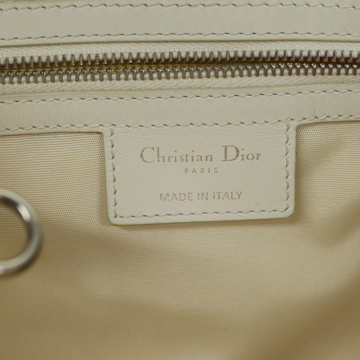 Christian Dior Lady Dior Canage Tote Bag Coated Canvas White Auth bs14793