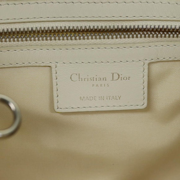 Christian Dior Lady Dior Canage Tote Bag Coated Canvas White Auth bs14793