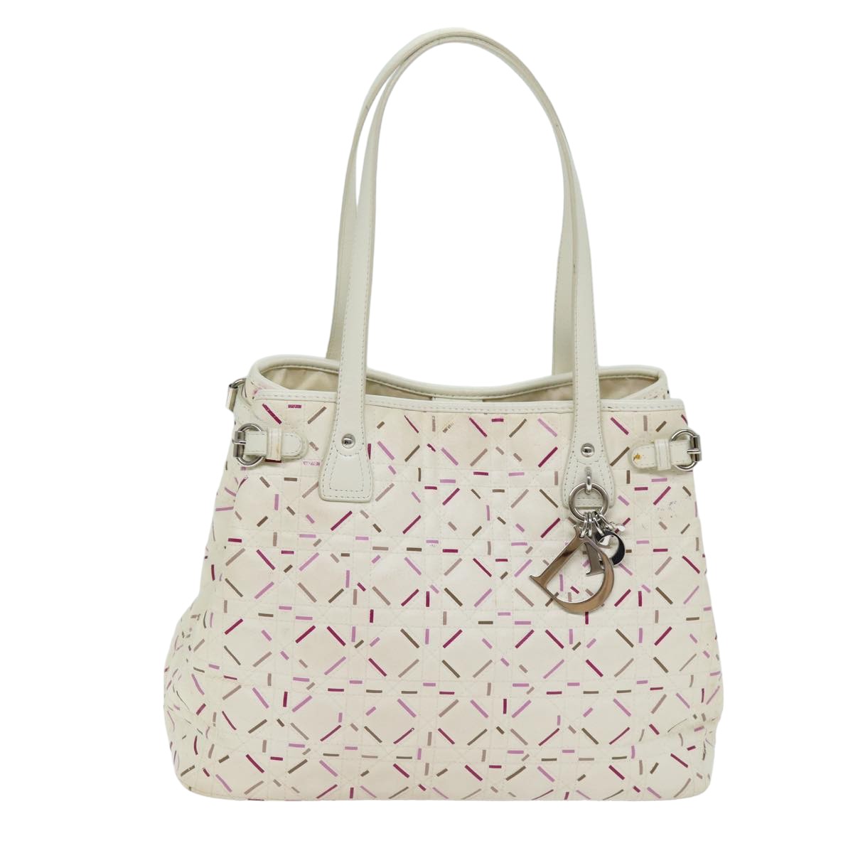 Christian Dior Lady Dior Canage Tote Bag Coated Canvas White Auth bs14793 - 0