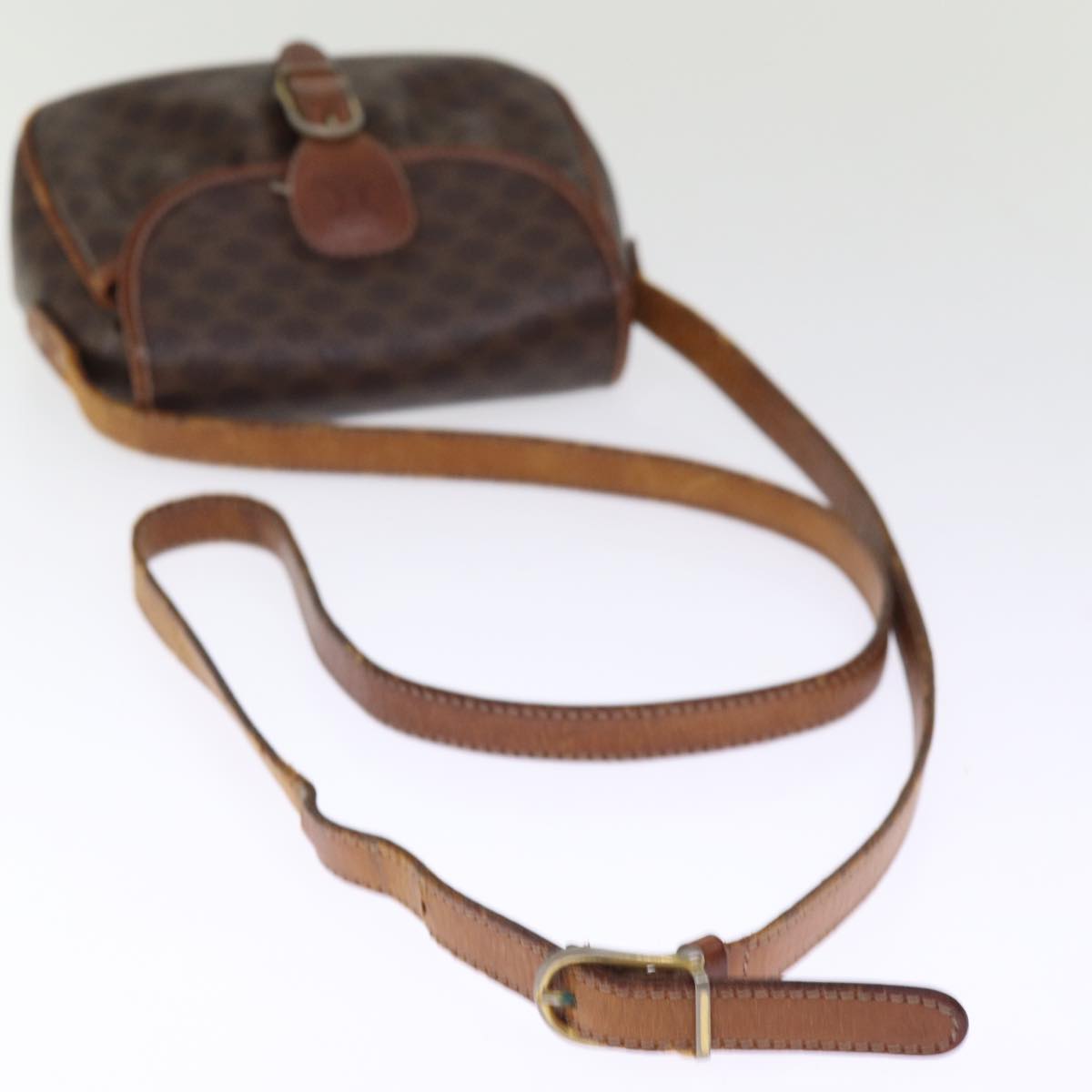 CELINE Macadam Canvas Shoulder Bag PVC Brown Auth bs14796