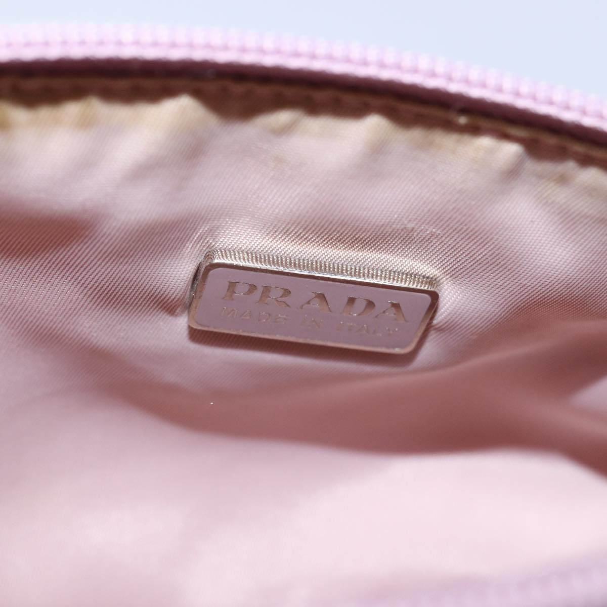 PRADA Accessory Pouch Nylon Pink Auth bs14799